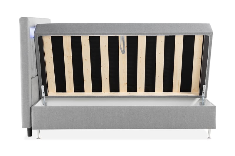 Förvaringssäng Alessia med LED-belysning 160x200 - Grå - Möbler - Säng - Säng med förvaring