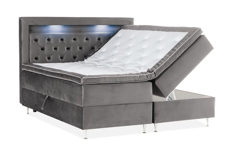 Förvaringssäng Alessia med LED-belysning 160x200 - Mörkgrå - Möbler - Säng - Säng med förvaring