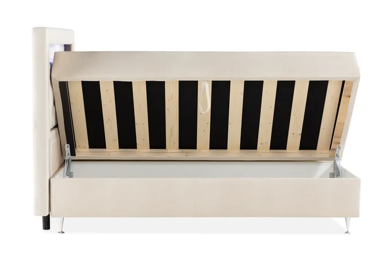 Förvaringssäng Alessia med LED-belysning 180x200 - Beige - Möbler - Säng - Säng med förvaring