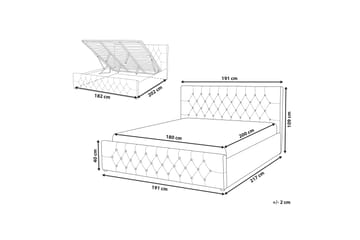 Förvaringssäng Bovelles 180x200 cm - Sammet/Grå - Möbler - Säng - Säng med förvaring - Dubbelsäng med förvaring