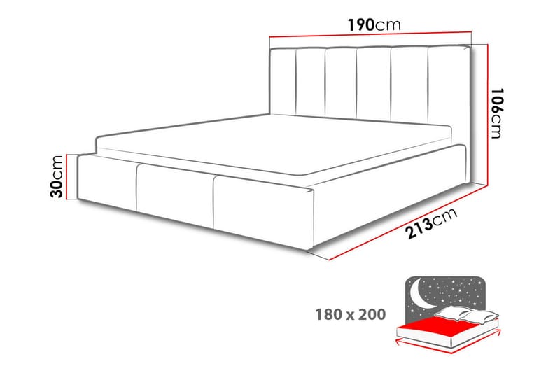Förvaringssäng Ifone 180x200 cm - Mörkgrå - Möbler - Säng - Säng med förvaring - Dubbelsäng med förvaring