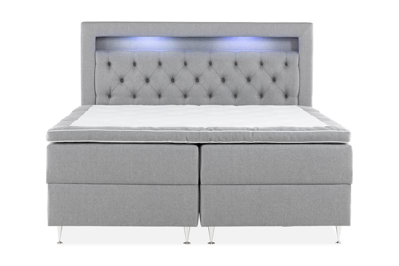 Förvaringssäng Monopoli med LED-belysning 160x200 - Grå - Dubbelsäng med förvaring - Säng med förvaring - Enkelsäng med förvaring