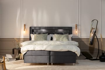 Förvaringssäng Monopoli med LED-belysning 160x200 - Mörkgrå - Möbler - Säng - Säng med förvaring - Dubbelsäng med förvaring