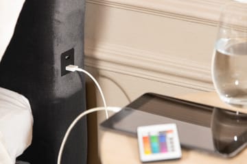 Förvaringssäng Monopoli med LED-belysning 160x200 - Mörkgrå - Möbler - Säng - Säng med förvaring - Dubbelsäng med förvaring
