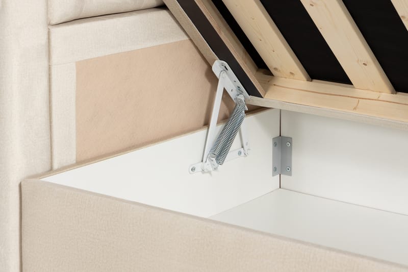 Förvaringssäng Monopoli med LED-belysning 180x200 - Beige - Möbler - Säng - Säng med förvaring - Dubbelsäng med förvaring