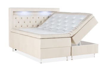 Förvaringssäng Monopoli med LED-belysning 180x200 - Beige - Möbler - Säng - Säng med förvaring - Dubbelsäng med förvaring