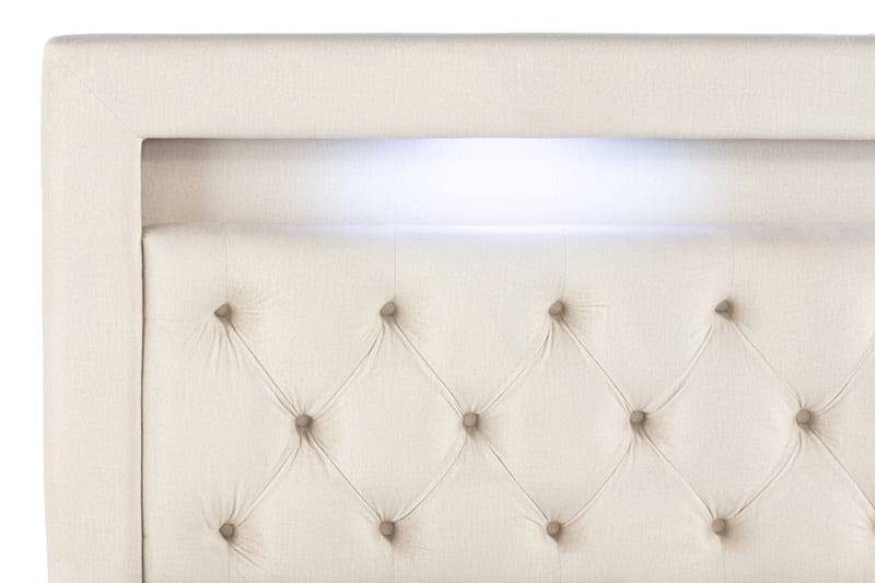 Förvaringssäng Monopoli med LED-belysning 180x200 - Beige - Möbler - Säng - Säng med förvaring - Dubbelsäng med förvaring