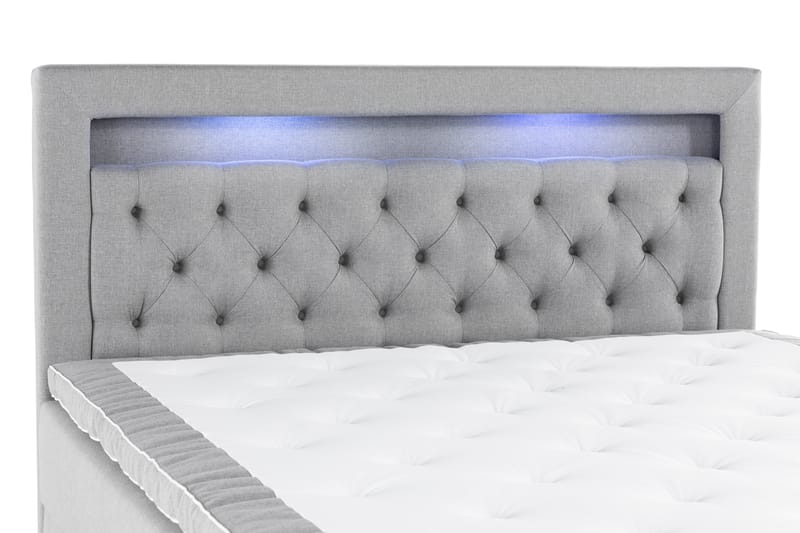 Förvaringssäng Monopoli med LED-belysning 180x200 - Grå - Dubbelsäng med förvaring - Säng med förvaring - Enkelsäng med förvaring