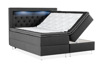 Förvaringssäng Monopoli med LED-belysning 180x200 - Svart - Möbler - Säng - Säng med förvaring - Dubbelsäng med förvaring