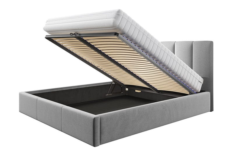 Karrouba Förvaringssäng 160x200 cm LED-belysning - Mörkgrå - Möbler - Säng - Säng med förvaring