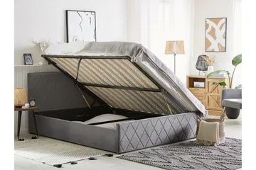 Rochefort Förvaringssäng 160x200 cm - Sammet/Grå - Möbler - Säng - Säng med förvaring