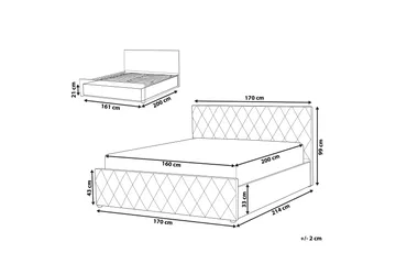 Rochefort Förvaringssäng 160x200 cm - Sammet/Grå - Möbler - Säng - Säng med förvaring