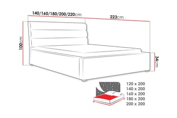 Säng Breyawna 200x200 cm - Beige - Möbler - Säng - Säng med förvaring - Dubbelsäng med förvaring