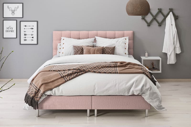 Sängpaket Suset Box Bed 120x200 - Rosa - Dubbelsäng med förvaring - Säng med förvaring