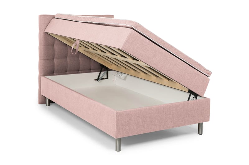 Sängpaket Suset Box Bed 120x200 - Rosa - Dubbelsäng med förvaring - Säng med förvaring