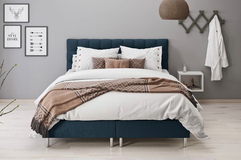 Sängpaket Suset Box Bed 180x200 - Mörkblå - Dubbelsäng med förvaring - Säng med förvaring