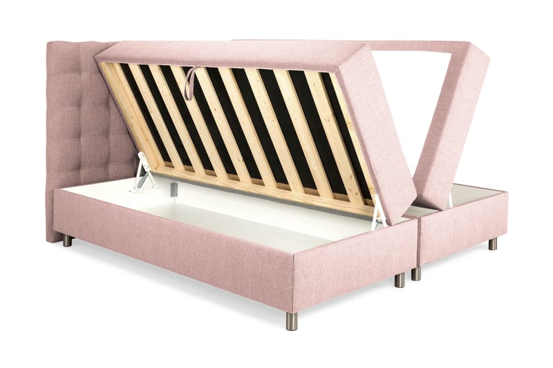 Sängpaket Suset Box Bed 180x200 - Rosa - Dubbelsäng med förvaring - Säng med förvaring