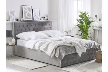 Saleux Förvaringssäng 180x200cm - Sammet/Grå - Möbler - Säng - Säng med förvaring