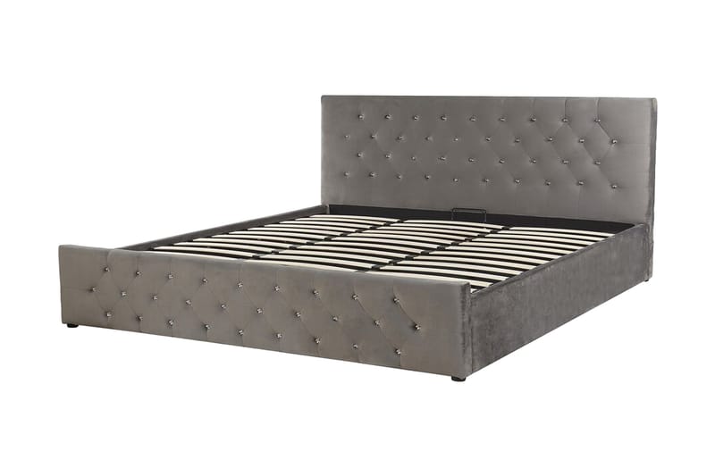Saleux Förvaringssäng 180x200cm - Sammet/Grå - Möbler - Säng - Säng med förvaring