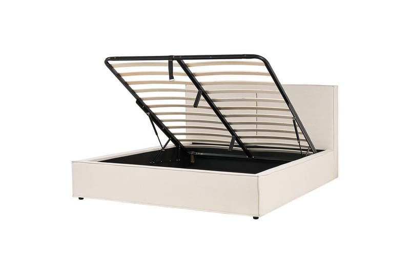 Dubbelsäng Moissac med lamellram Beige-Svart, 180x200 cm, Beige-Svart, 180x200 cm