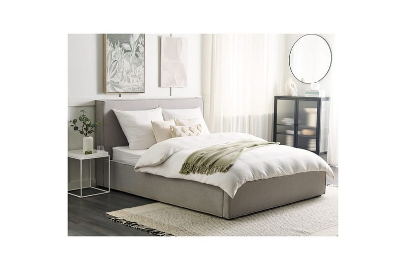 Dubbelsäng Moissac med lamellram Grå-Svart, 160x200 cm - Grå-Svart, 160x200 cm - Möbler - Säng - Säng med förvaring