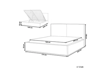 Dubbelsäng Moissac med lamellram Grå-Svart, 160x200 cm - Grå-Svart, 160x200 cm - Möbler - Säng - Säng med förvaring