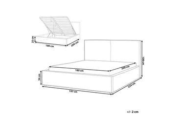 Dubbelsäng Moissac med lamellram Grå-Svart, 180x200 cm - Grå-Svart, 180x200 cm - Möbler - Säng - Säng med förvaring
