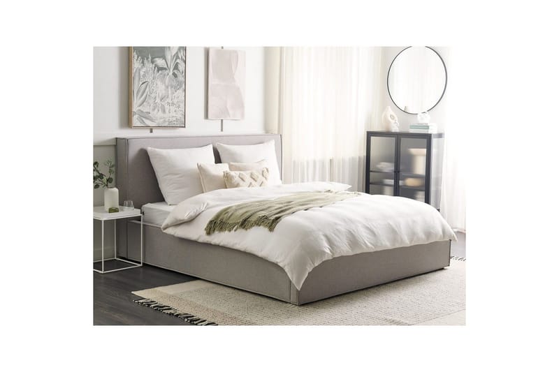 Dubbelsäng Moissac med lamellram Grå-Svart, 180x200 cm - Grå-Svart, 180x200 cm - Möbler - Säng - Säng med förvaring