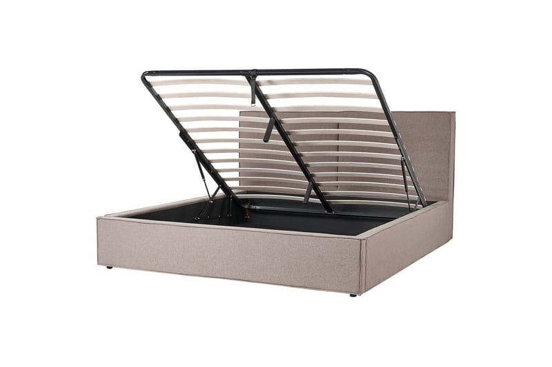 Dubbelsäng Moissac med lamellram Taupe-Svart, 180x200 cm, Taupe-Svart, 180x200 cm