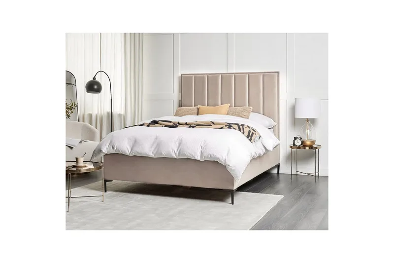 Dubbelsäng Sezanne med förvaring Beige-Grå-Svart, 160x200 cm - Beige-Grå-Svart, 160x200 cm - Möbler - Säng - Säng med förvaring