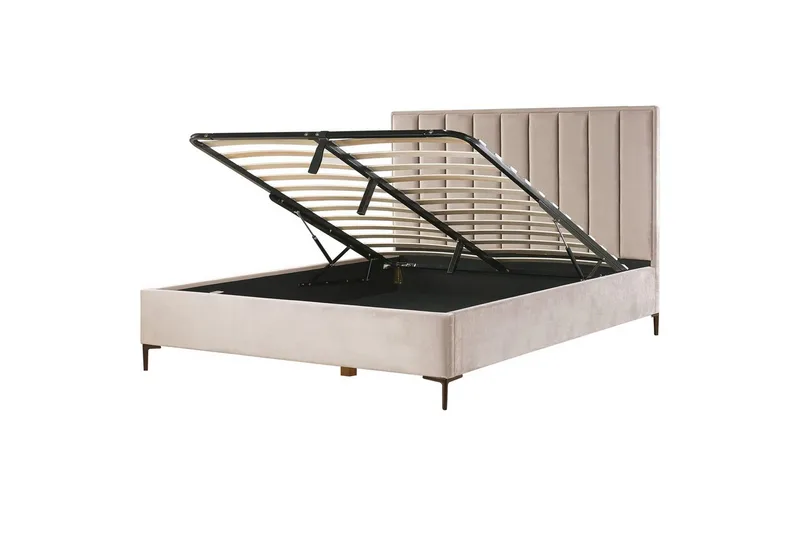 Dubbelsäng Sezanne med förvaring Beige-Grå-Svart, 180x200 cm, Beige-Grå-Svart, 180x200 cm