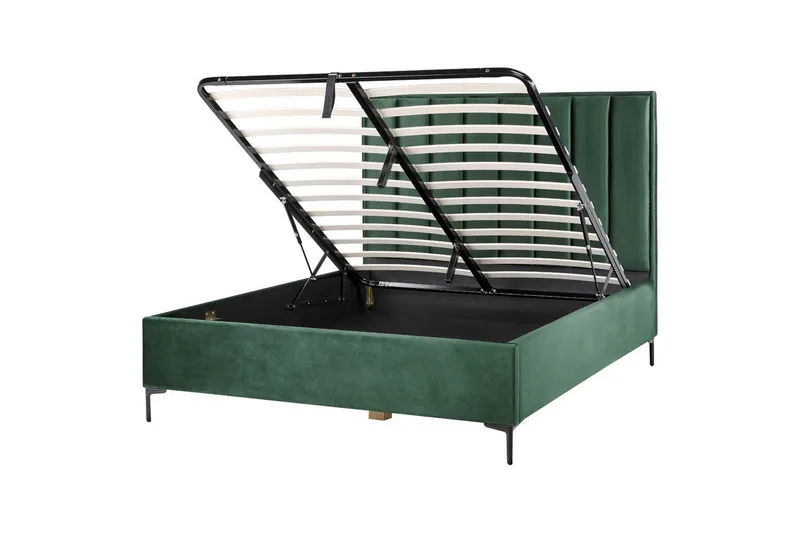 Dubbelsäng Sezanne med förvaring Grön-Svart, 160x200 cm, Grön-Svart, 160x200 cm
