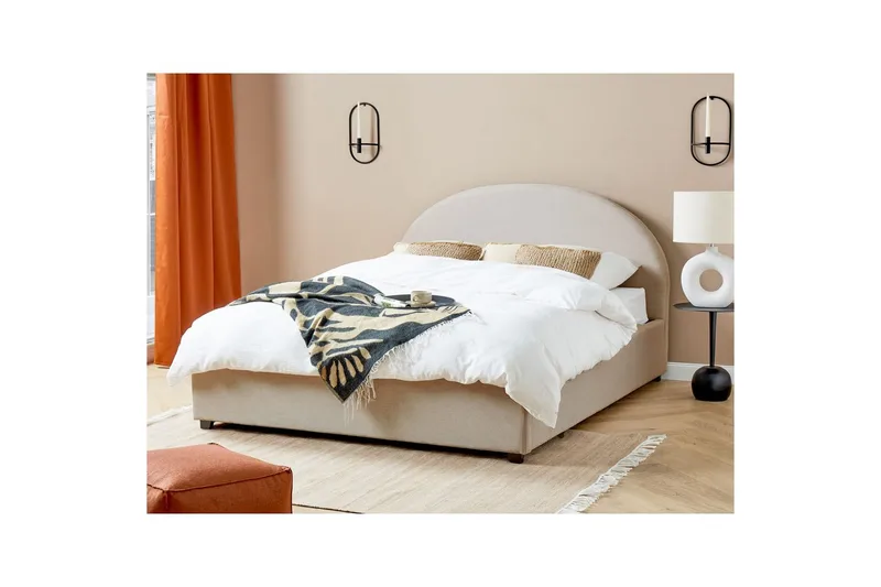 Dubbelsäng Vaucluse med förvaring Ljusbeige, 160x200 cm, Polyester - Ljusbeige, 160x200 cm, Polyester - Möbler - Säng - Säng med förvaring