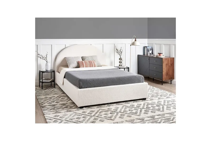 Dubbelsäng Vaucluse med förvaring Vit, 140x200 cm, Bouclé - Vit, 140x200 cm, Bouclé - Möbler - Säng - Säng med förvaring