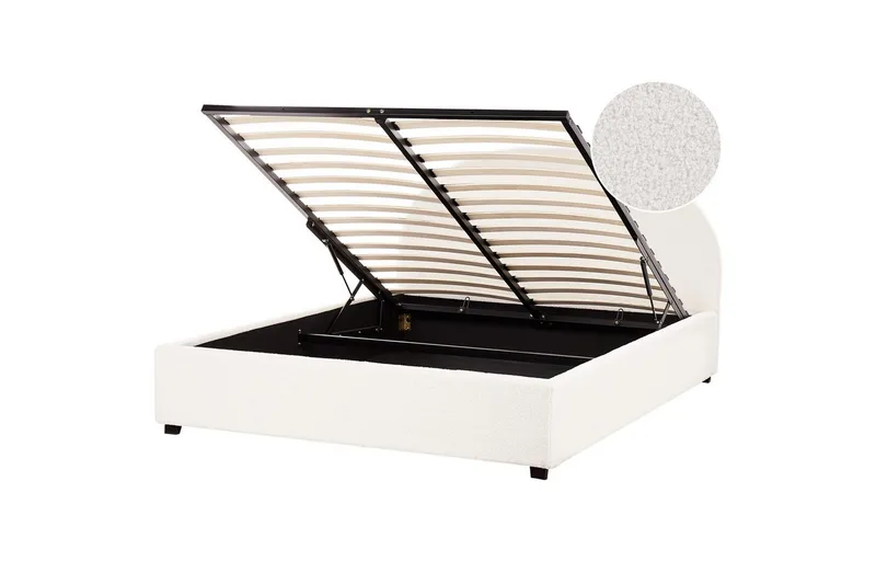 Dubbelsäng Vaucluse med förvaring Vit, 160x200 cm, Bouclé, Vit, 160x200 cm, Bouclé