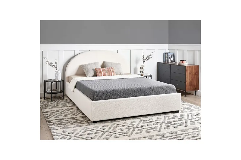 Dubbelsäng Vaucluse med förvaring Vit, 160x200 cm, Bouclé - Vit, 160x200 cm, Bouclé - Möbler - Säng - Säng med förvaring