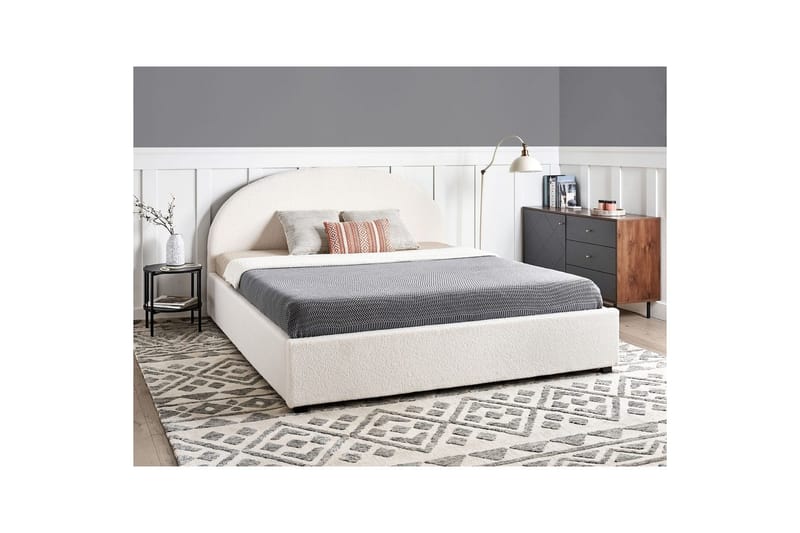 Dubbelsäng Vaucluse med förvaring Vit, 180x200 cm, Bouclé - Vit, 180x200 cm, Bouclé - Möbler - Säng - Säng med förvaring