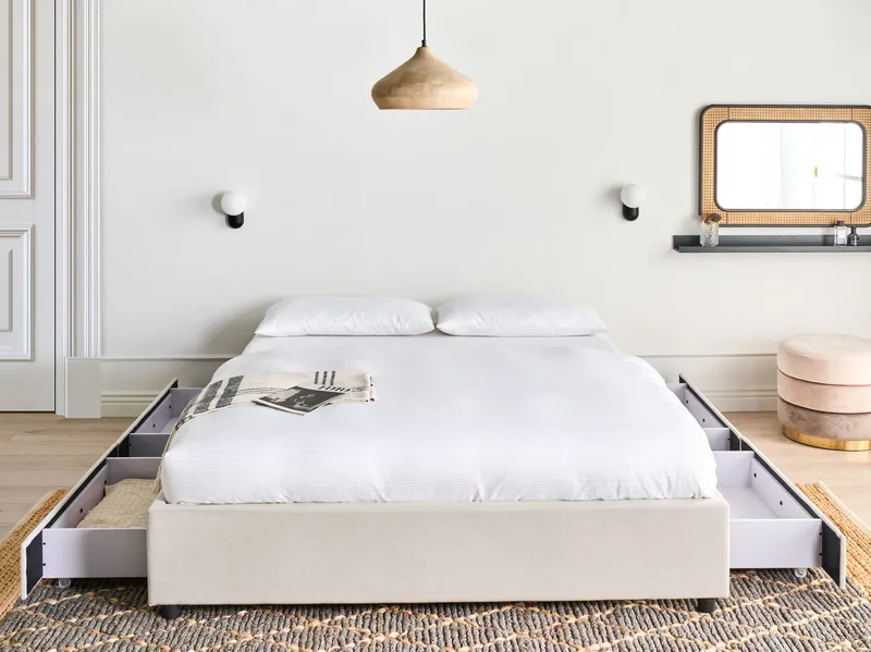 Dubbelsäng Prades 160x200 cm - Ljusbeige - Möbler - Säng - Säng med förvaring