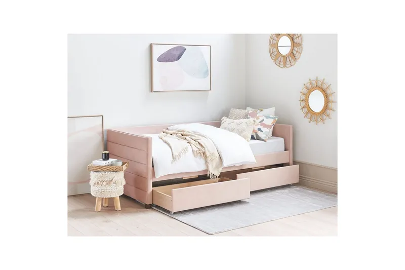 Enkelsäng Marray med förvaring Rosa - Rosa - Möbler - Säng - Säng med förvaring