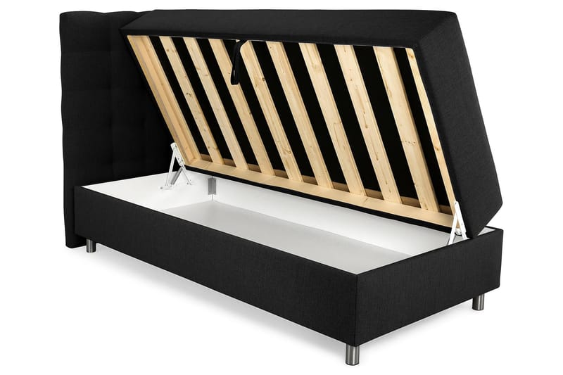 Box Bed Suset 80x200 - Svart - Säng med förvaring - Enkelsäng med förvaring