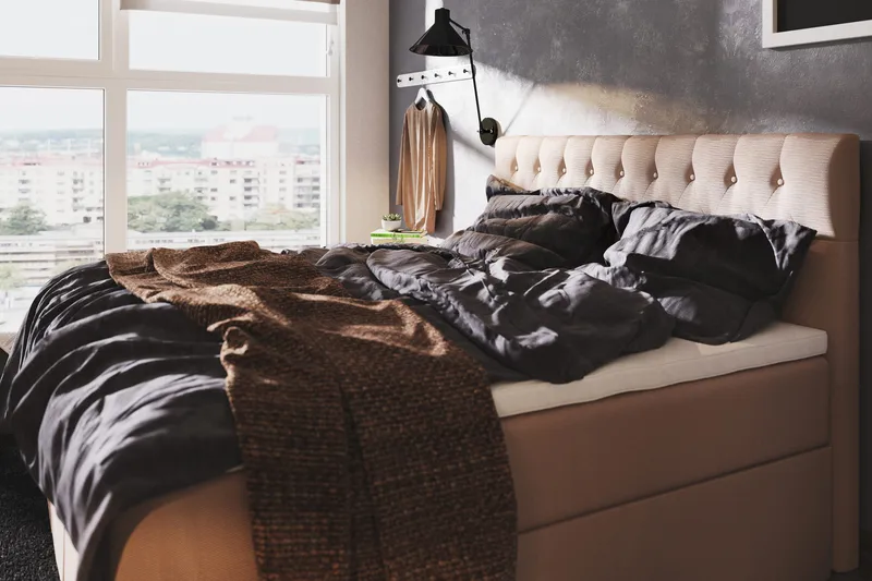 Boxy Box Bed Säng med Förvaring 120x200 cm - Beige - Möbler - Säng - Enkelsäng