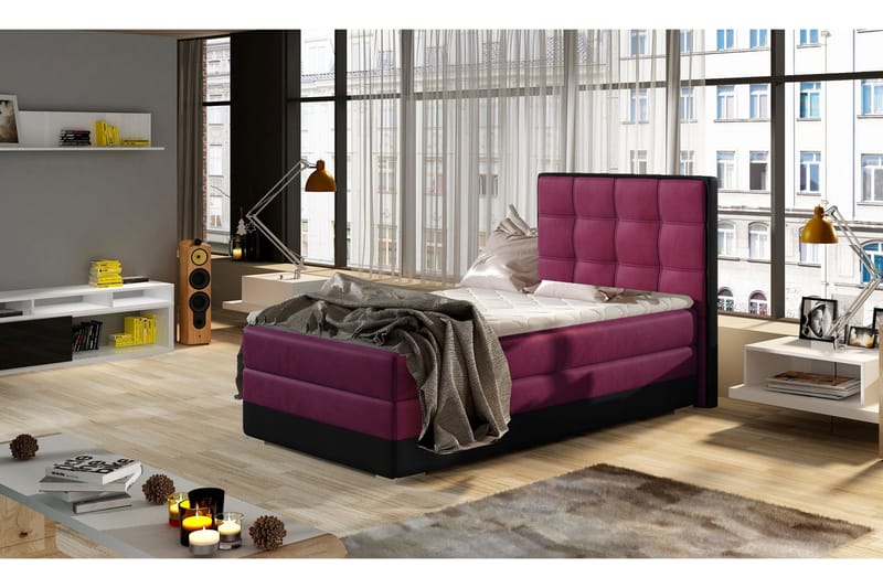 Damion Förvaringssäng 90x200cm Vänster - Röd|Svart - Möbler - Säng - Enkelsäng