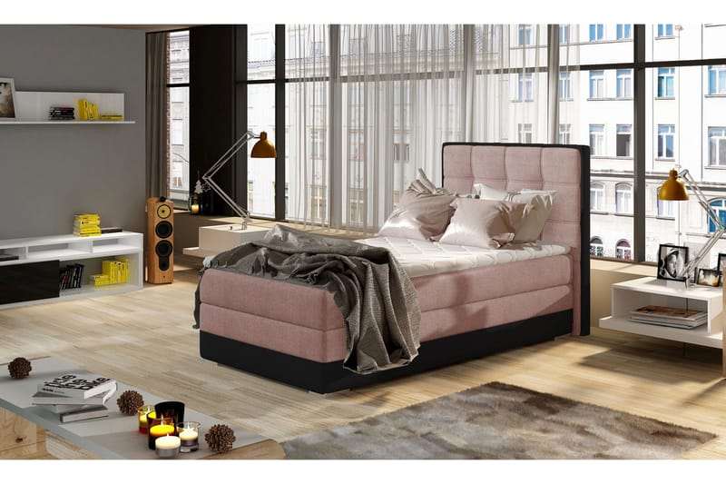 Damion Förvaringssäng 90x200cm Vänster - Rosa|Grå - Möbler - Säng - Enkelsäng