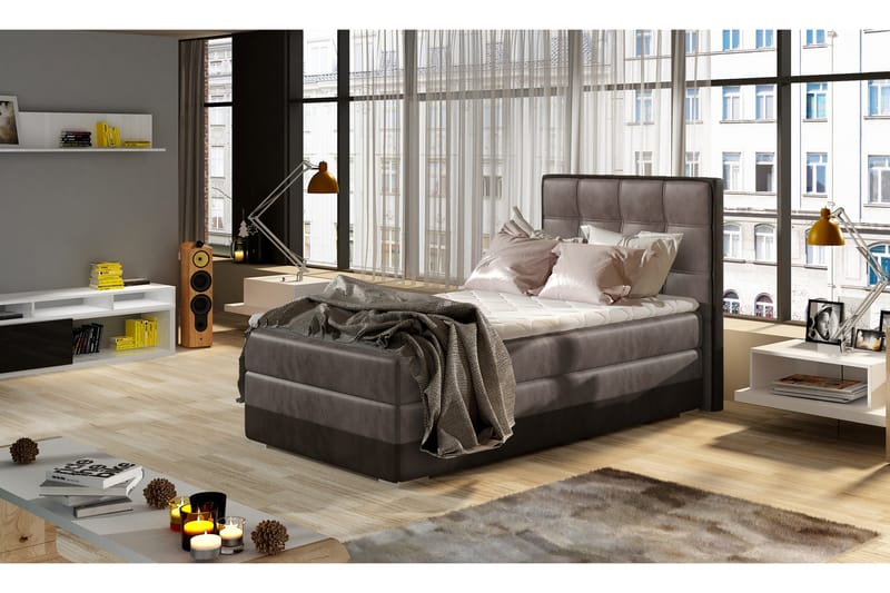Förvaringssäng Konshens 90x200 cm Höger - Brun - Möbler - Säng - Säng med förvaring - Enkelsäng med förvaring