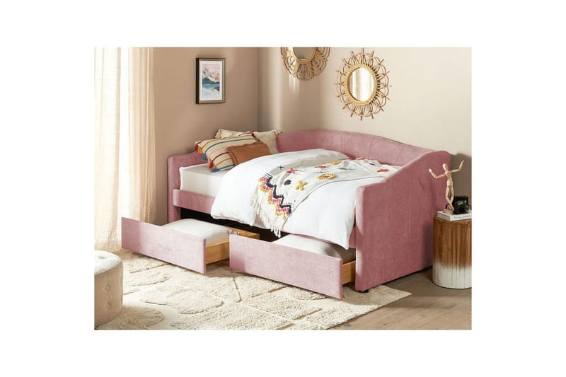 Enkelsäng Vittel med förvaring Rosa - Rosa - Möbler - Säng - Säng med förvaring