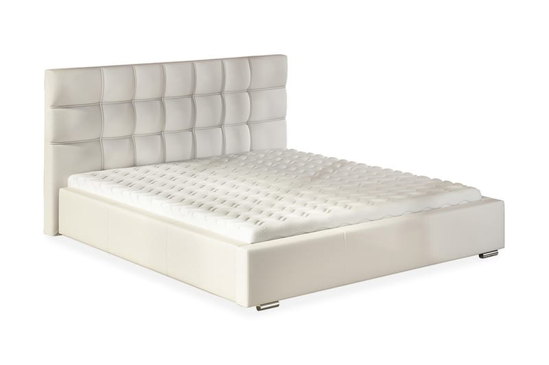 Förvaringssäng & madrass Dolores 218x198x106 cm - Vit - Komplett sängpaket - Säng med förvaring