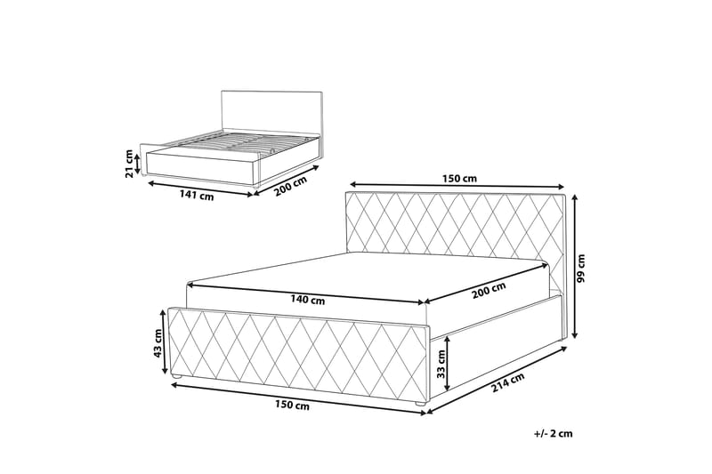 Förvaringssäng Cabariot 140x200 cm - Konstläder/Grå - Möbler - Säng - Säng med förvaring
