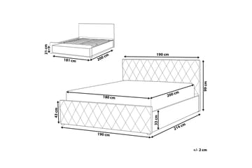 Förvaringssäng Cabariot 180x200 cm - Sammet/Grå - Möbler - Säng - Säng med förvaring - Dubbelsäng med förvaring