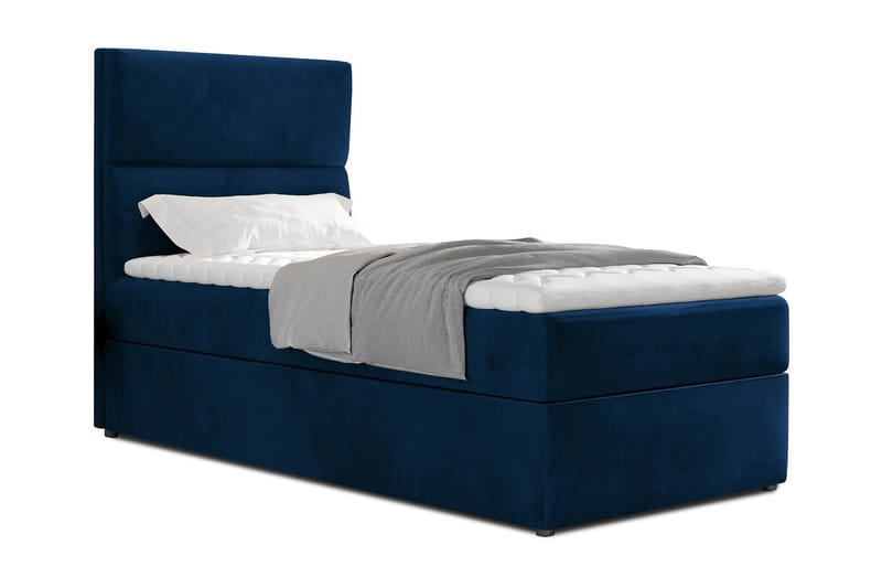 Förvaringssäng Lomagna 90x200 cm Vertikal Söm - Blå - Enkelsäng med förvaring - Säng med förvaring