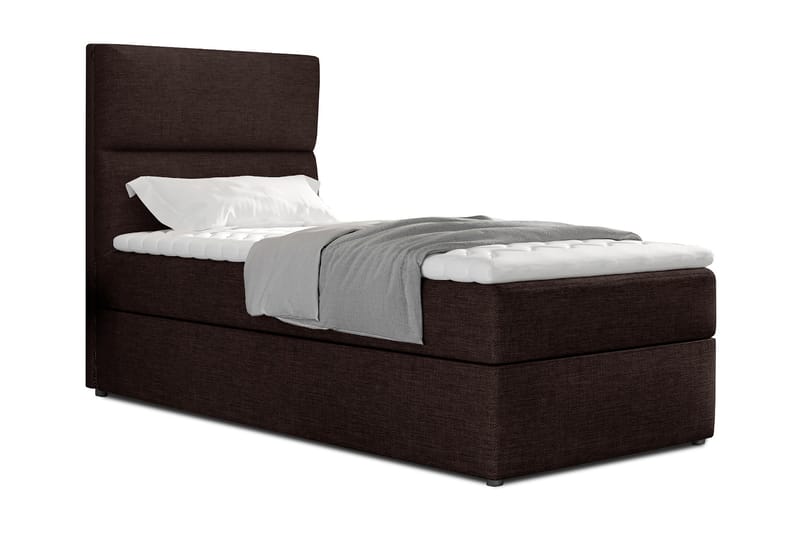 Förvaringssäng Lomagna 90x200 cm Vertikal Söm - Brun - Säng med förvaring - Enkelsäng med förvaring